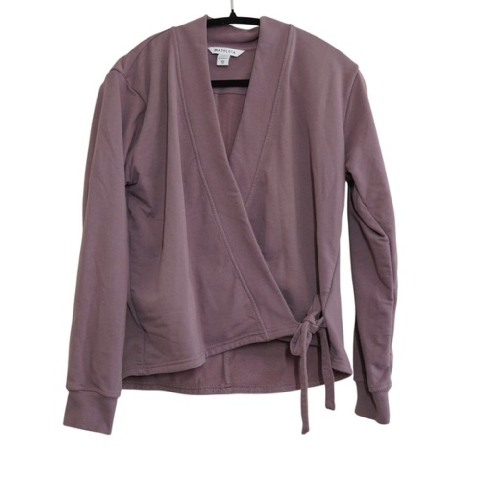 Athleta XS Purple Mindset Wrap‎ Sweatshirt Fleece Side Tie Pilates Balletcore